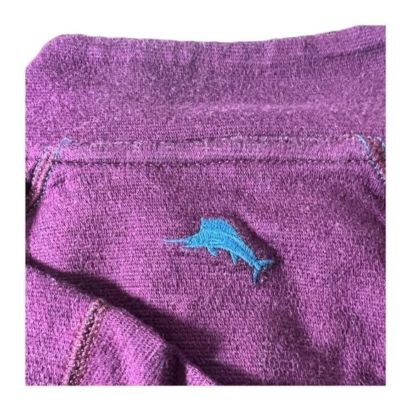 Tommy Bahama Mens Plum Half Zip Knit Reversible Long Sleeve Pullover Sz L New - Picture 8 of 13